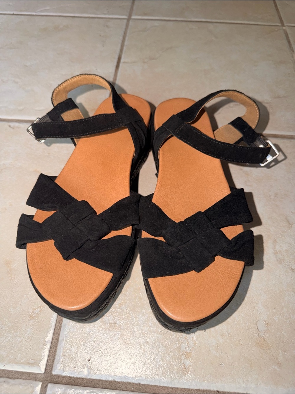 UGG suede platform sandals ankle strap